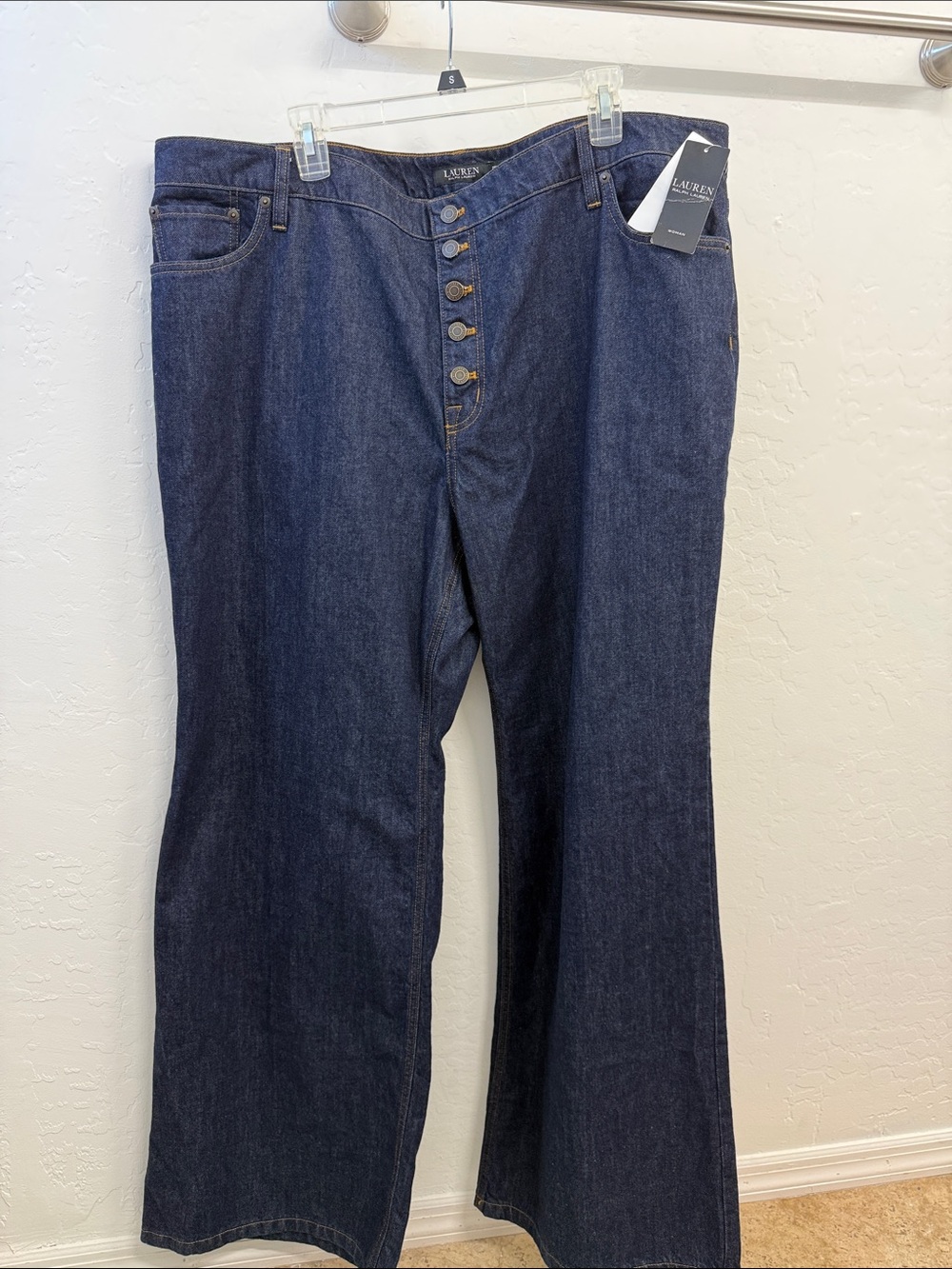 Lauren Ralph Lauren Wide Leg Button Front Jeans In Indigo